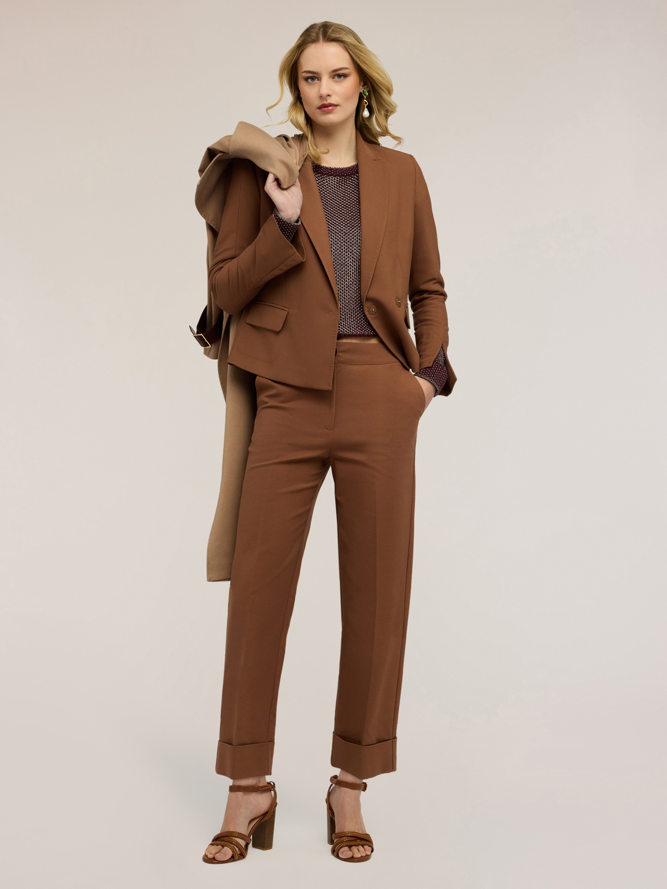 Pantaloni wide in tessuto tecnico misto cotone image number 0