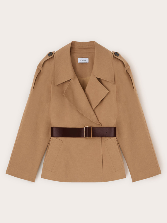 Trench corto misto lyocell con cintura