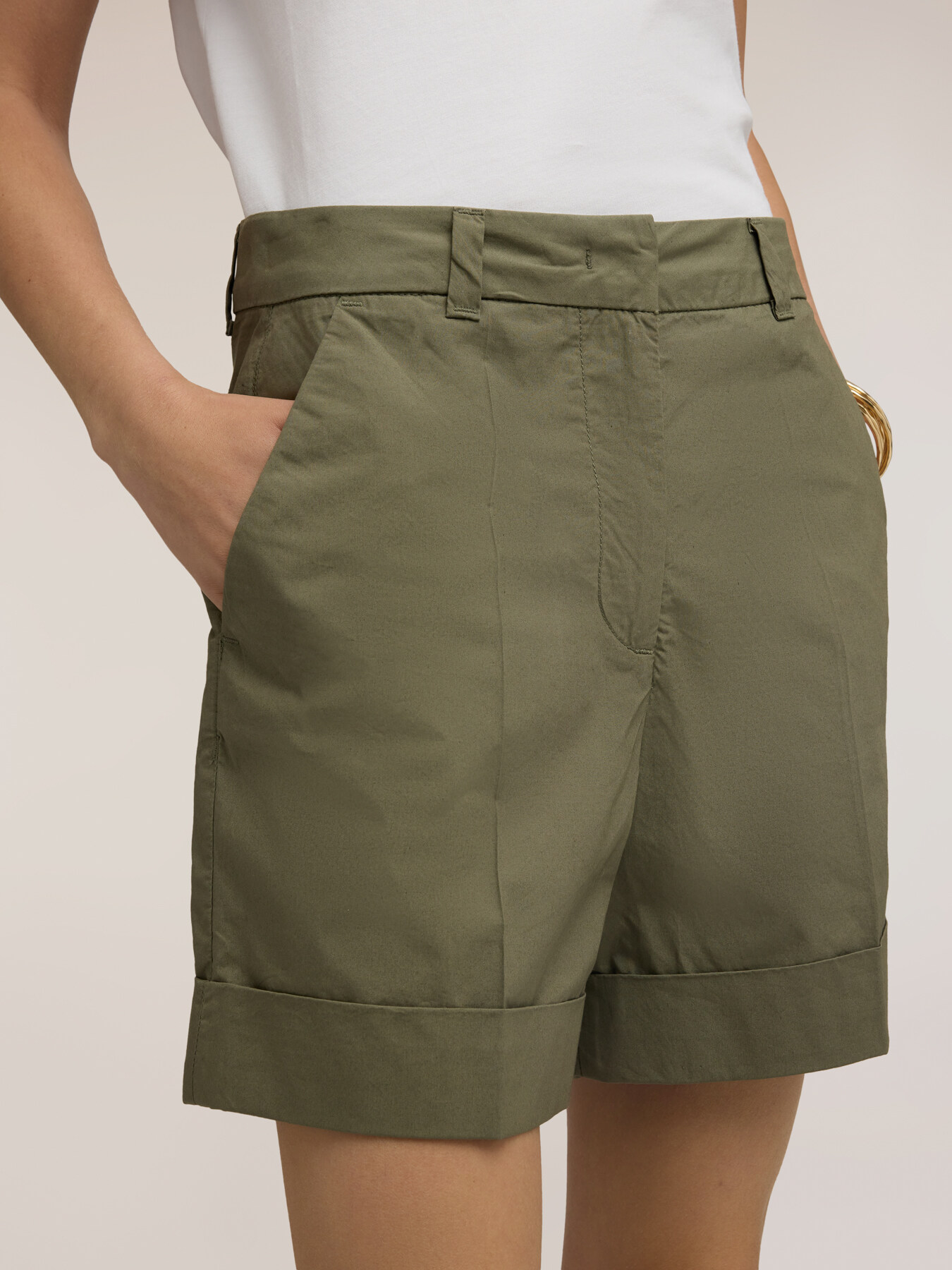 Shorts a vita alta in cotone image number 3