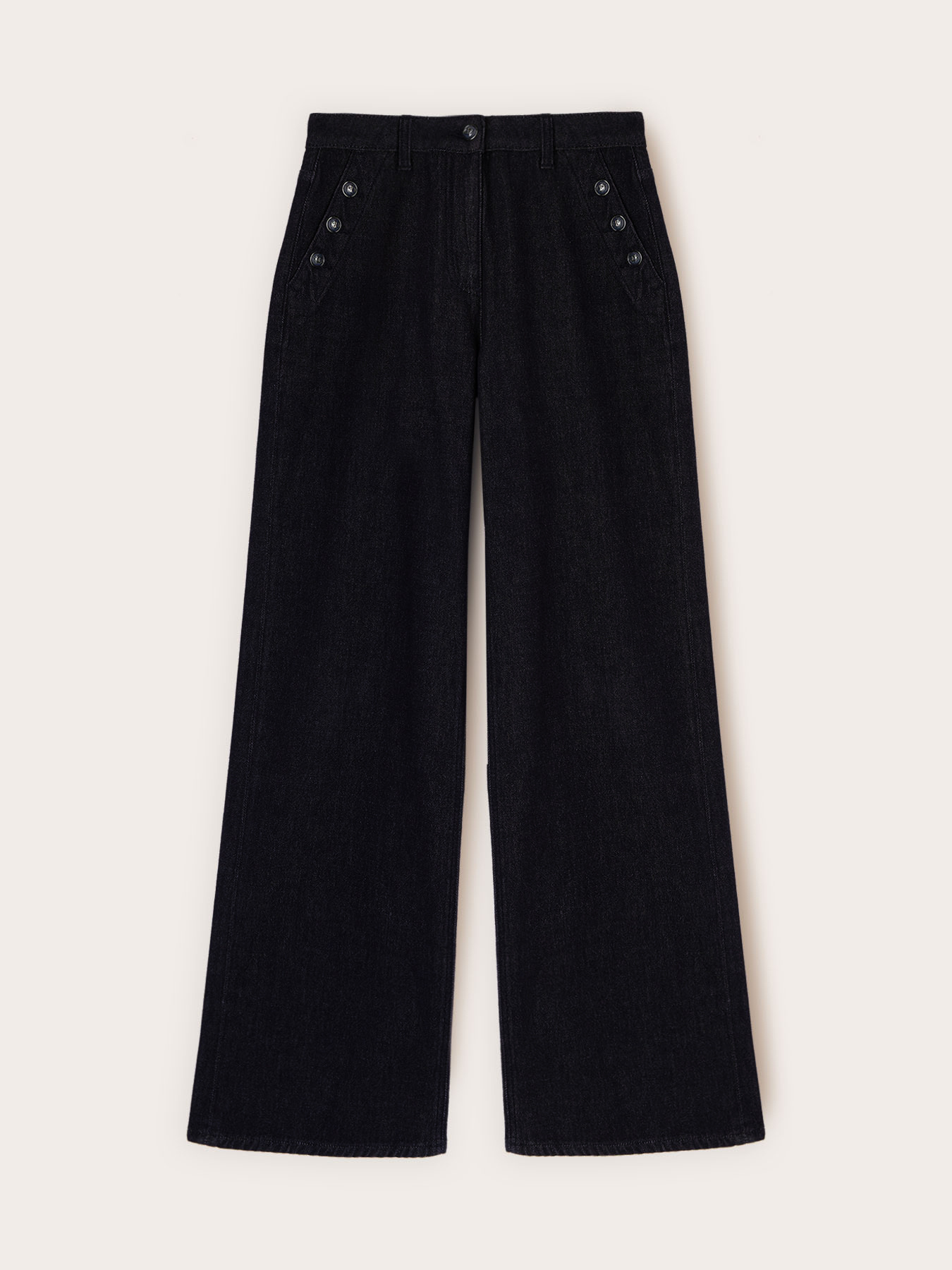 Jeans palazzo con bottoni decorativi image number 4