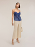 Pantaloni cropped in misto lino image number 0