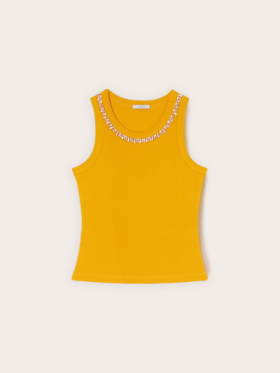 Top con strass sullo scollo