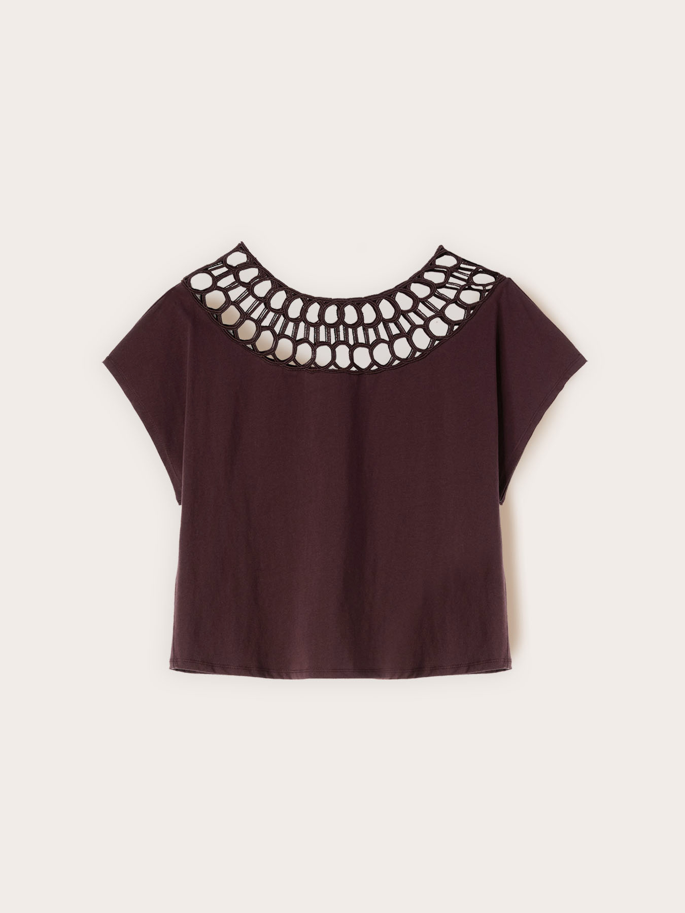 T-shirt in jersey con lavorazione effetto pizzo image number 4