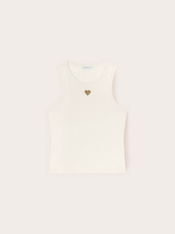 Top con cuore in paillettes