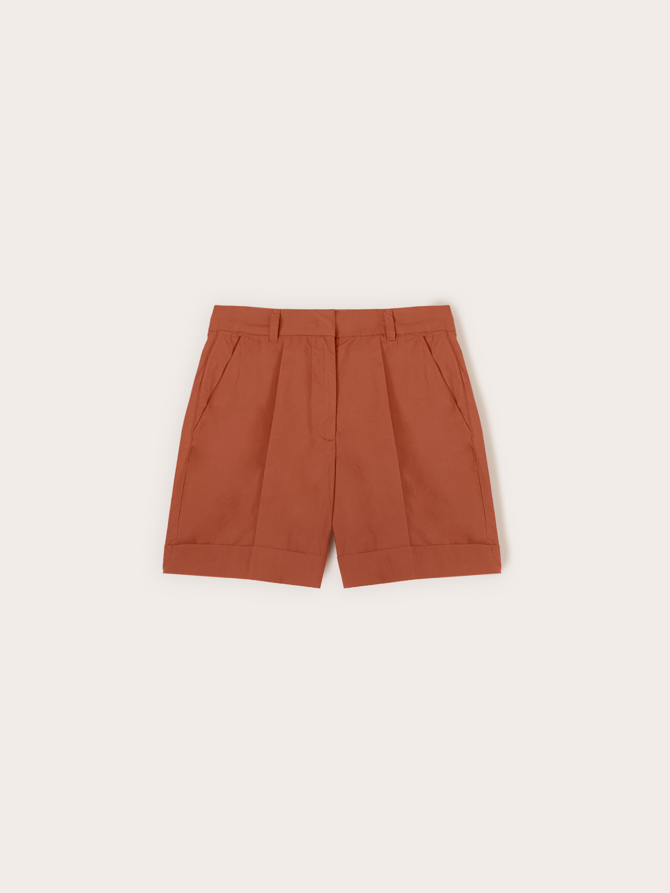 Shorts a vita alta in cotone image number 4
