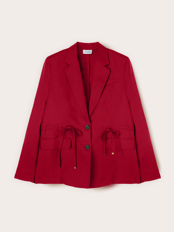 Blazer misto lino con coulisse