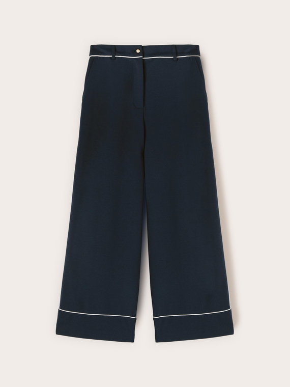 Pantaloni cropped con profili in contrasto