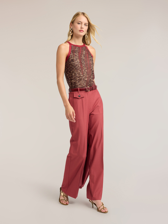 Pantaloni palazzo fluidi con piega stirata