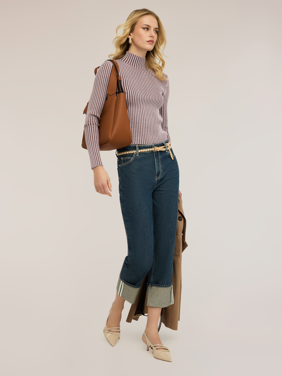 Jeans cropped con risvolto