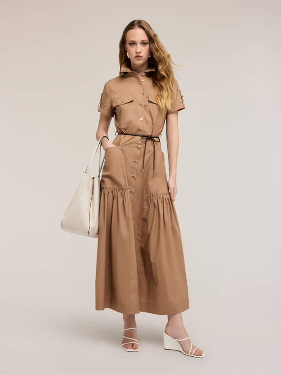 Vestito chemisier lungo in misto cotone