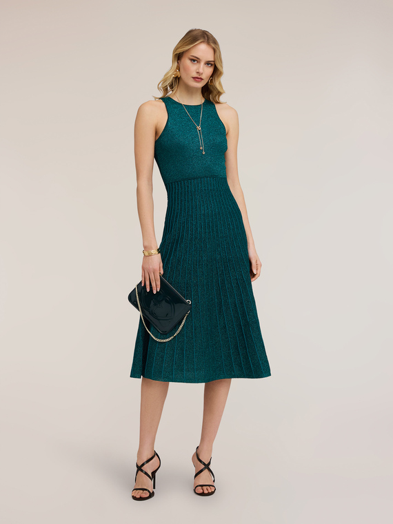 Vestito flare in maglia pliss&eacute;