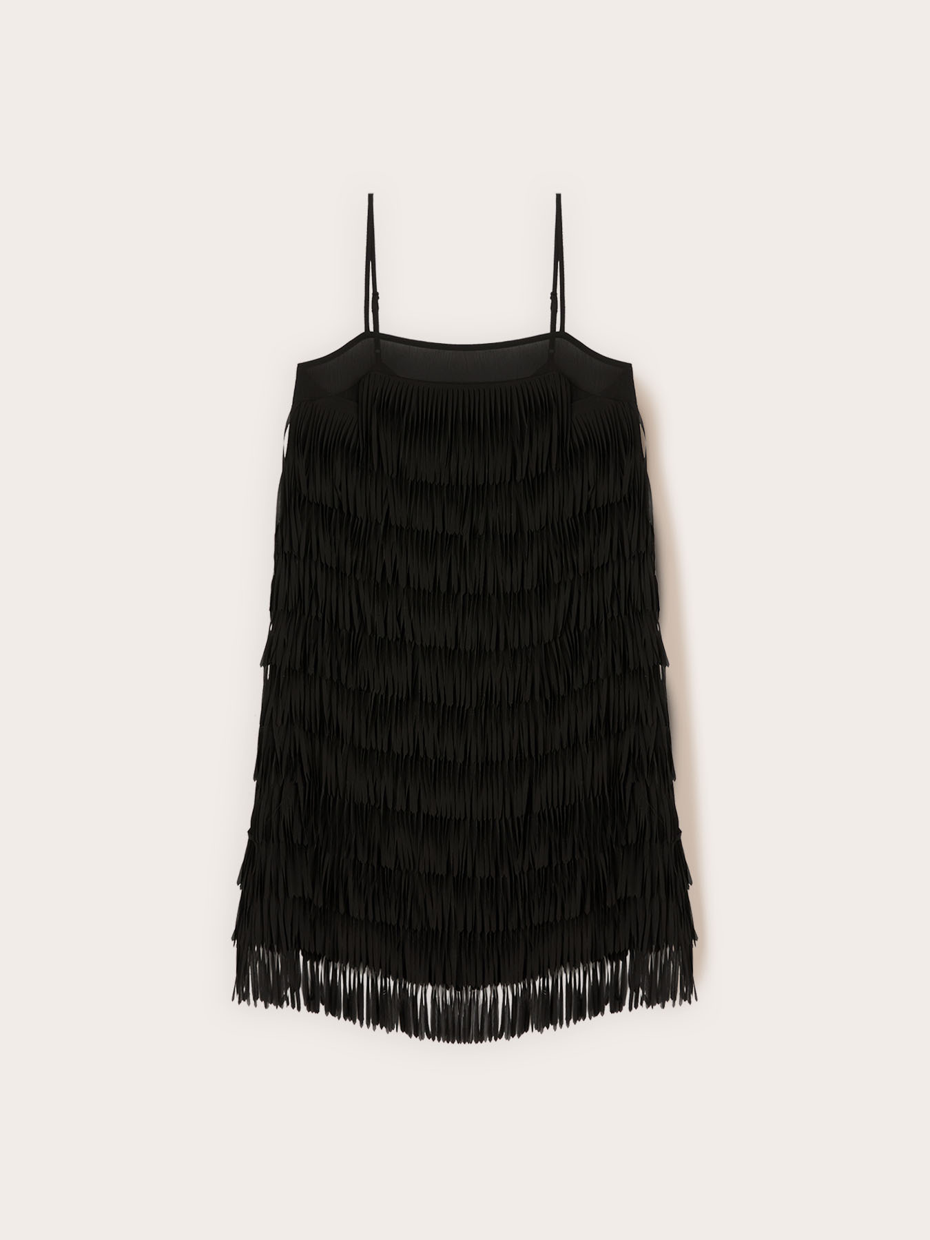 Vestito corto in georgette con frange image number 4