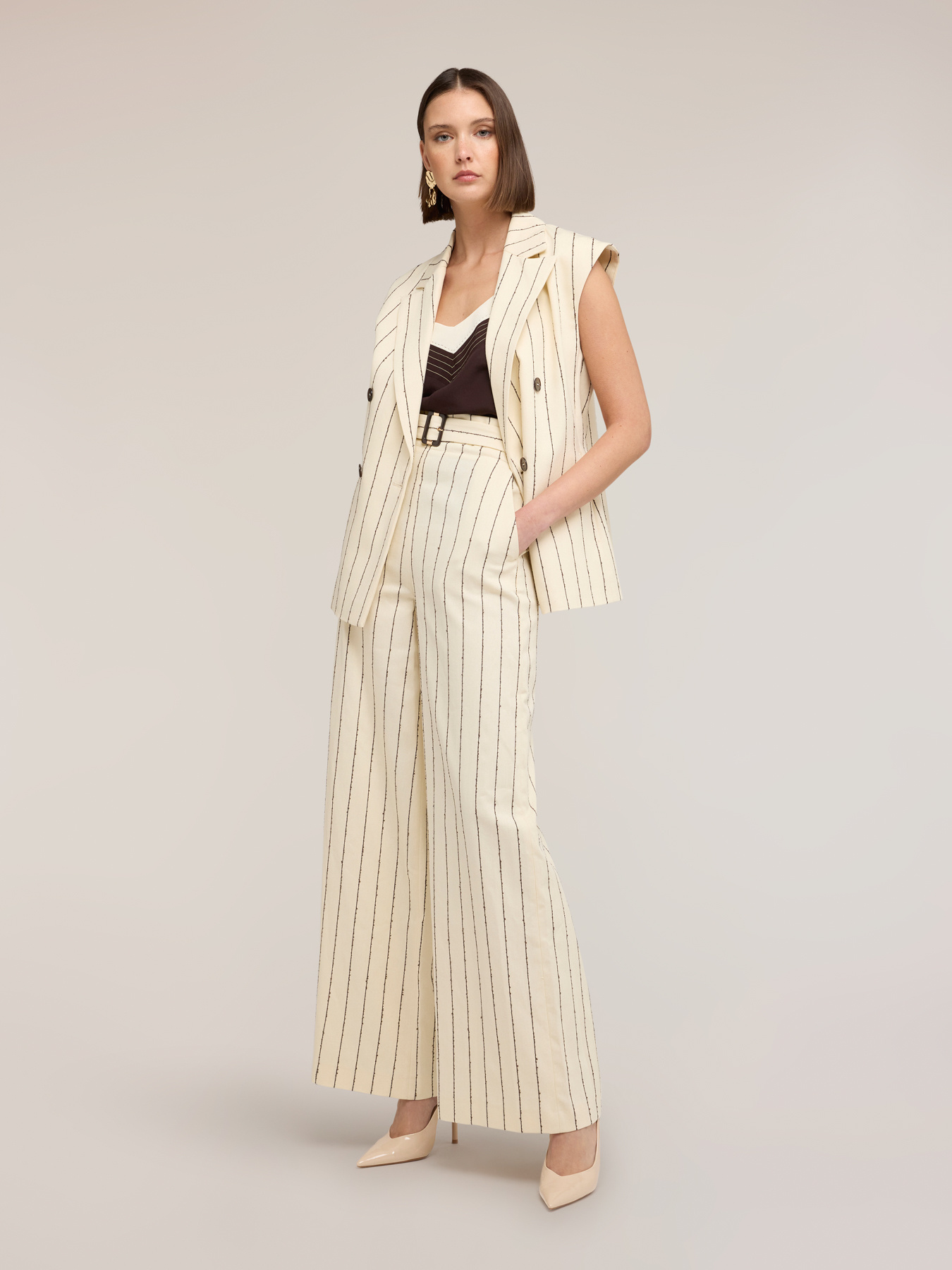 Pantaloni palazzo gessati The Tailoring Lab image number 2