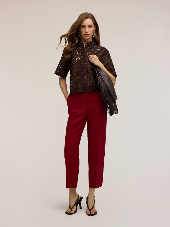 Pantaloni regular in misto lino