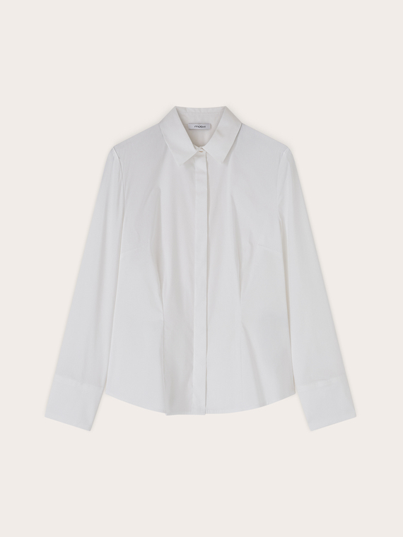 Camicia in popeline con bottoni nascosti