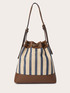 Borsa secchiello intrecciata a righe image number 2