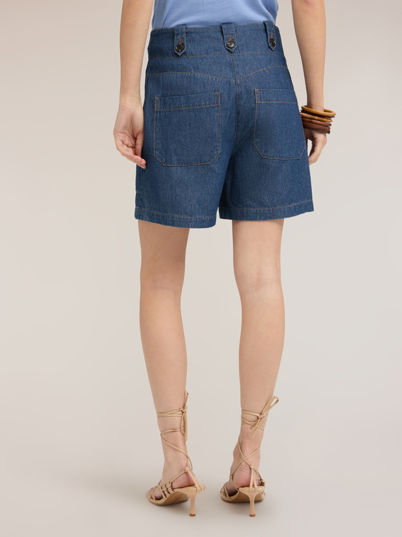 Shorts a vita alta in denim