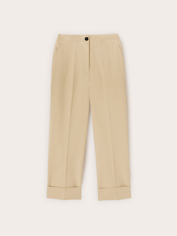 Pantaloni wide in tessuto tecnico misto cotone
