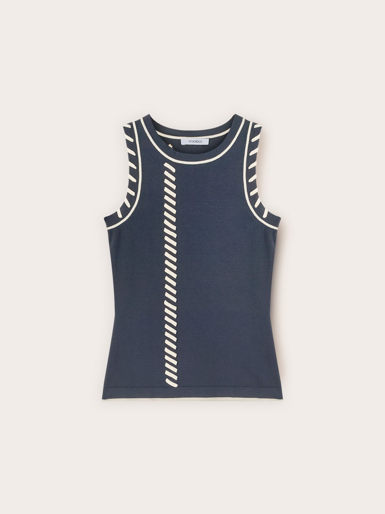 Maglia senza maniche con impunture decorative image number 4