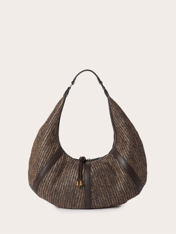 Borsa a tracolla hobo intrecciata con nappine