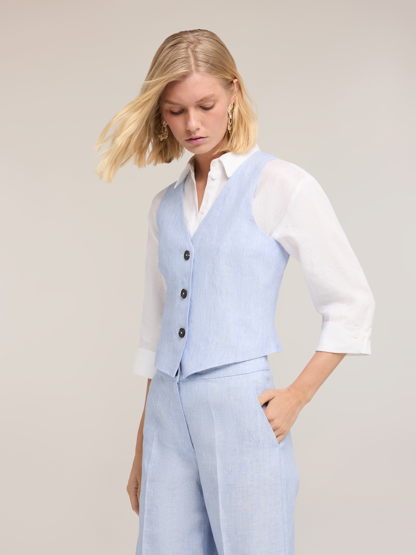 Gilet sartoriale in lino image number 0