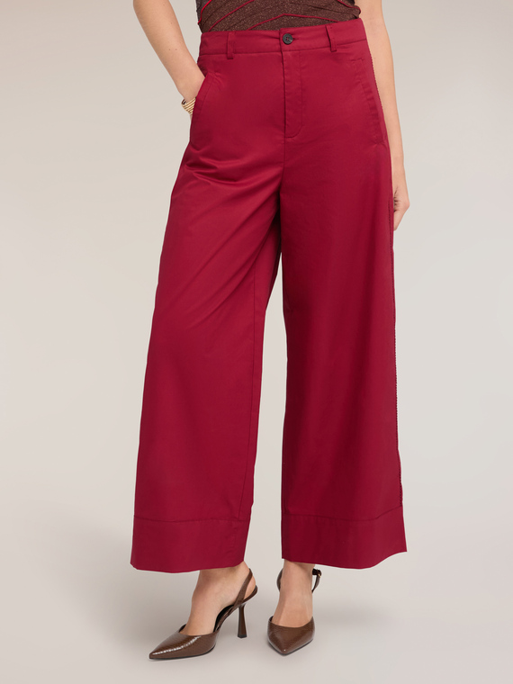 Pantaloni cropped in twill di cotone