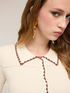Cardigan in maglia fine con profili ricamati image number 3