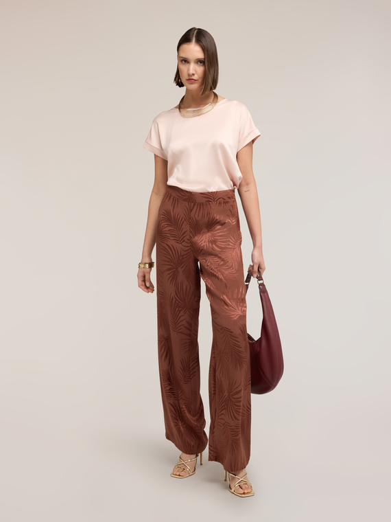 Pantaloni palazzo in raso jacquard