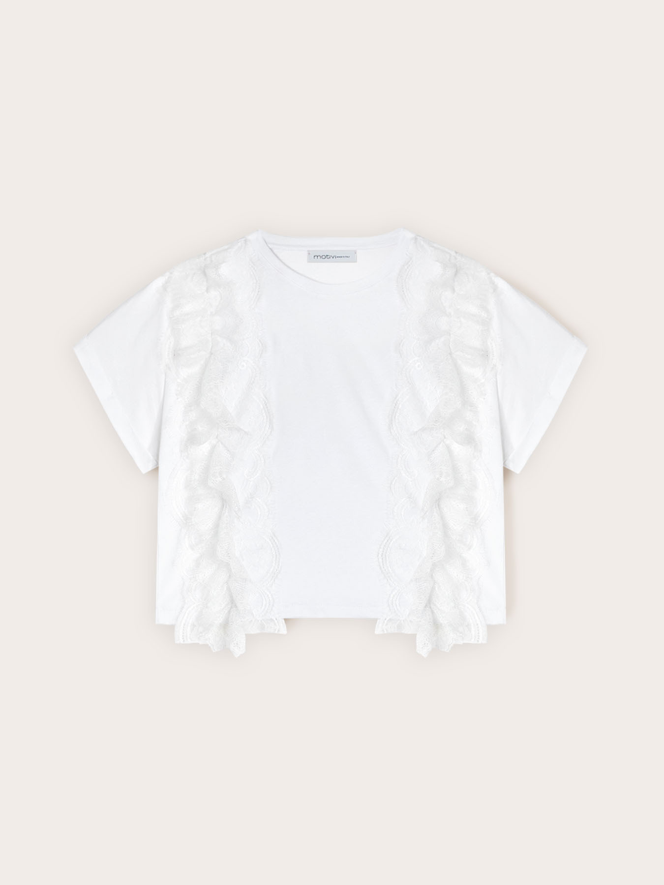 T-shirt con inserti in pizzo image number 4