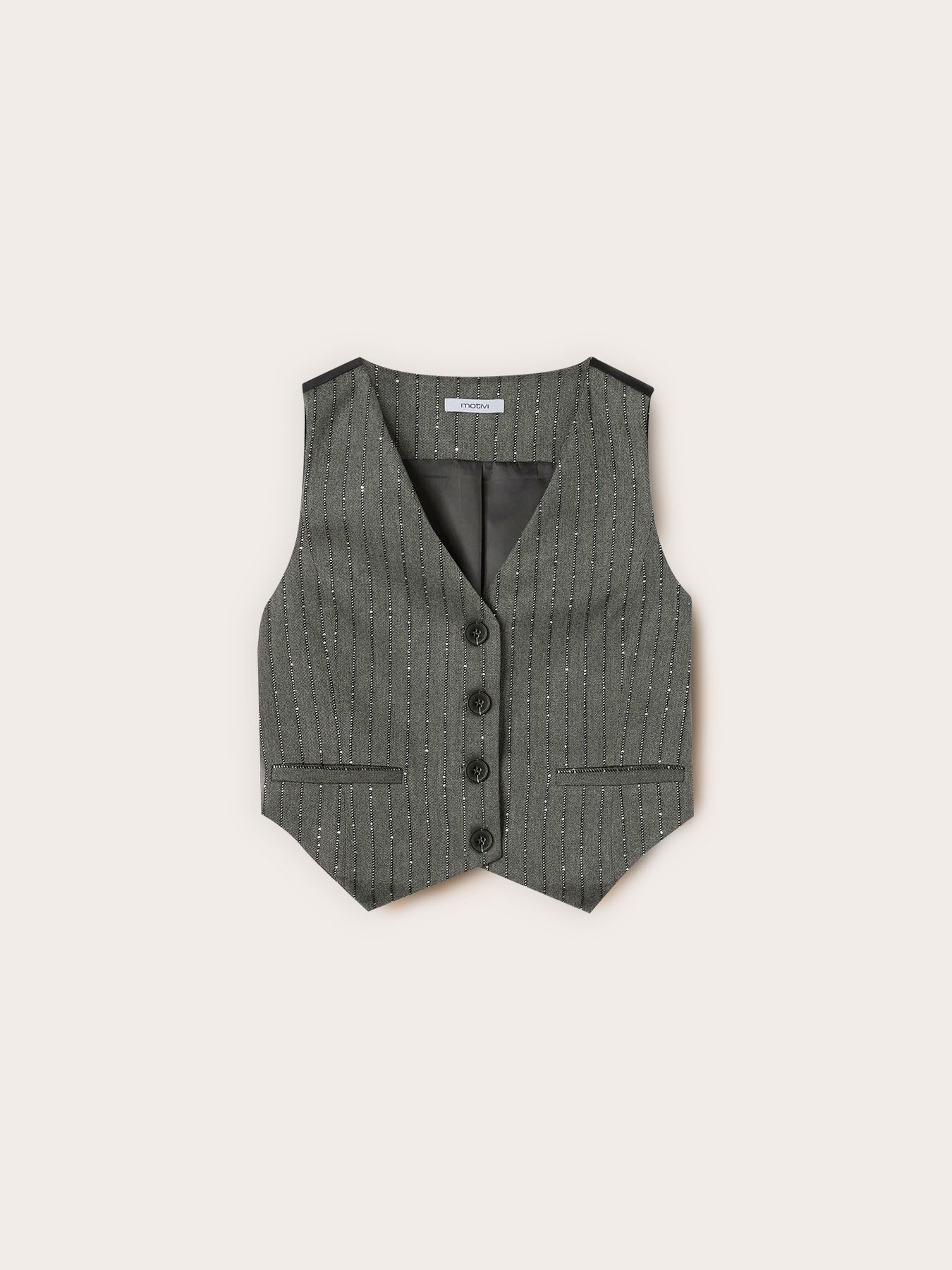 Gilet fantasia gessata con paillettes image number 4
