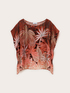 Blusa kimono in raso con stampa image number 4