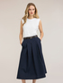 Vestito midi con cintura e gonna in popeline image number 2