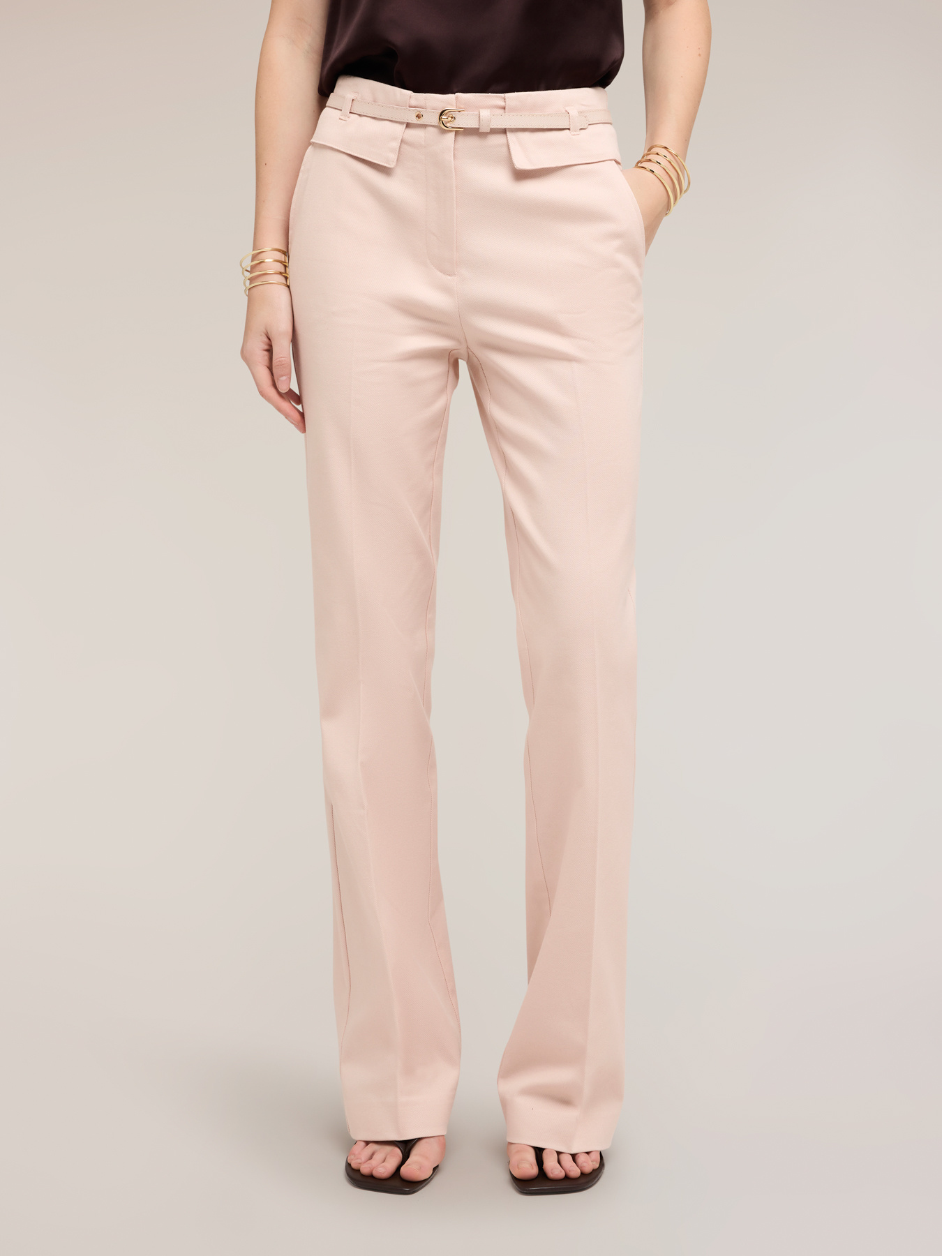 Pantaloni flare in gabardina image number 0
