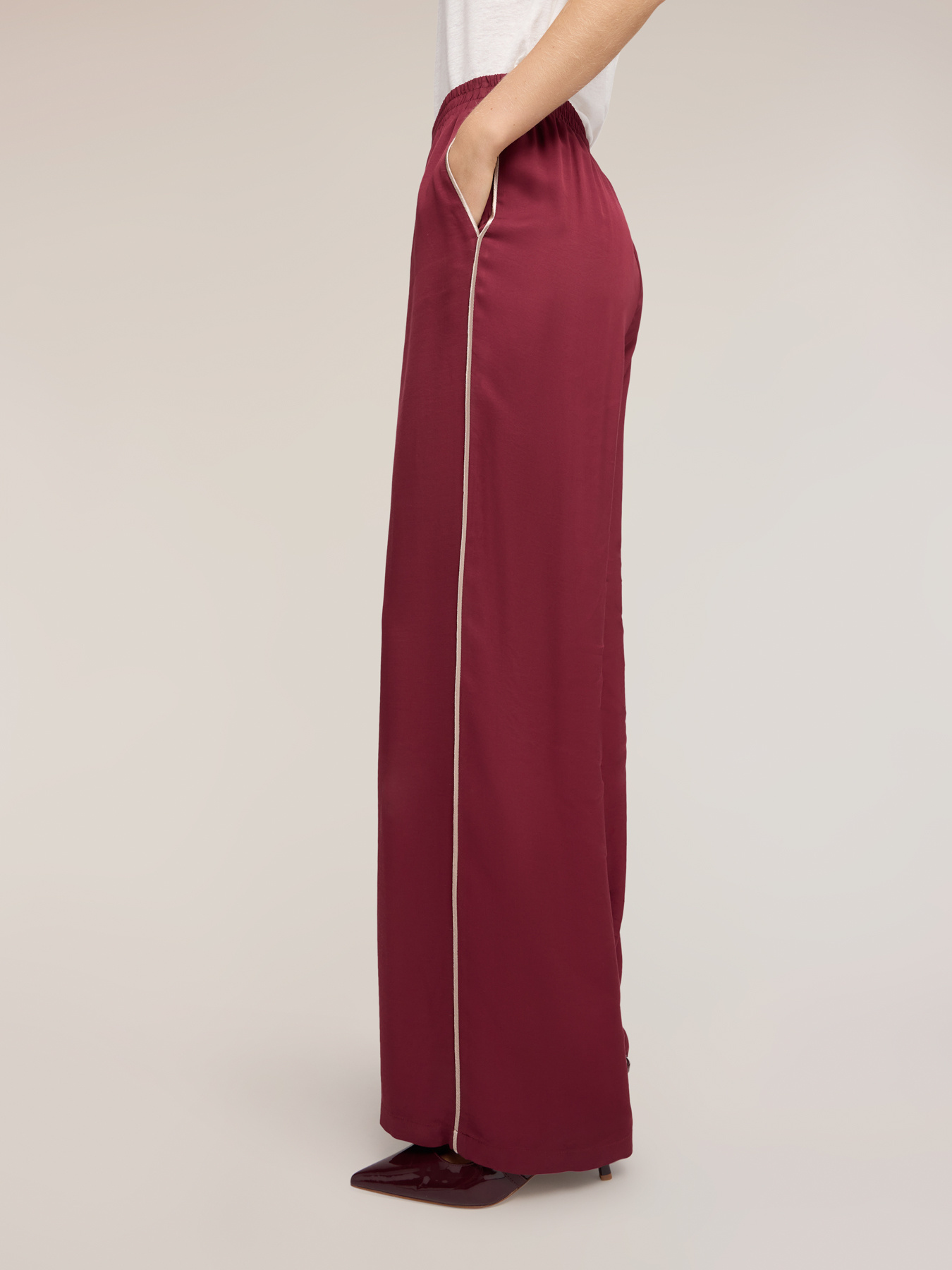 Pantaloni palazzo in twill di viscosa image number 3