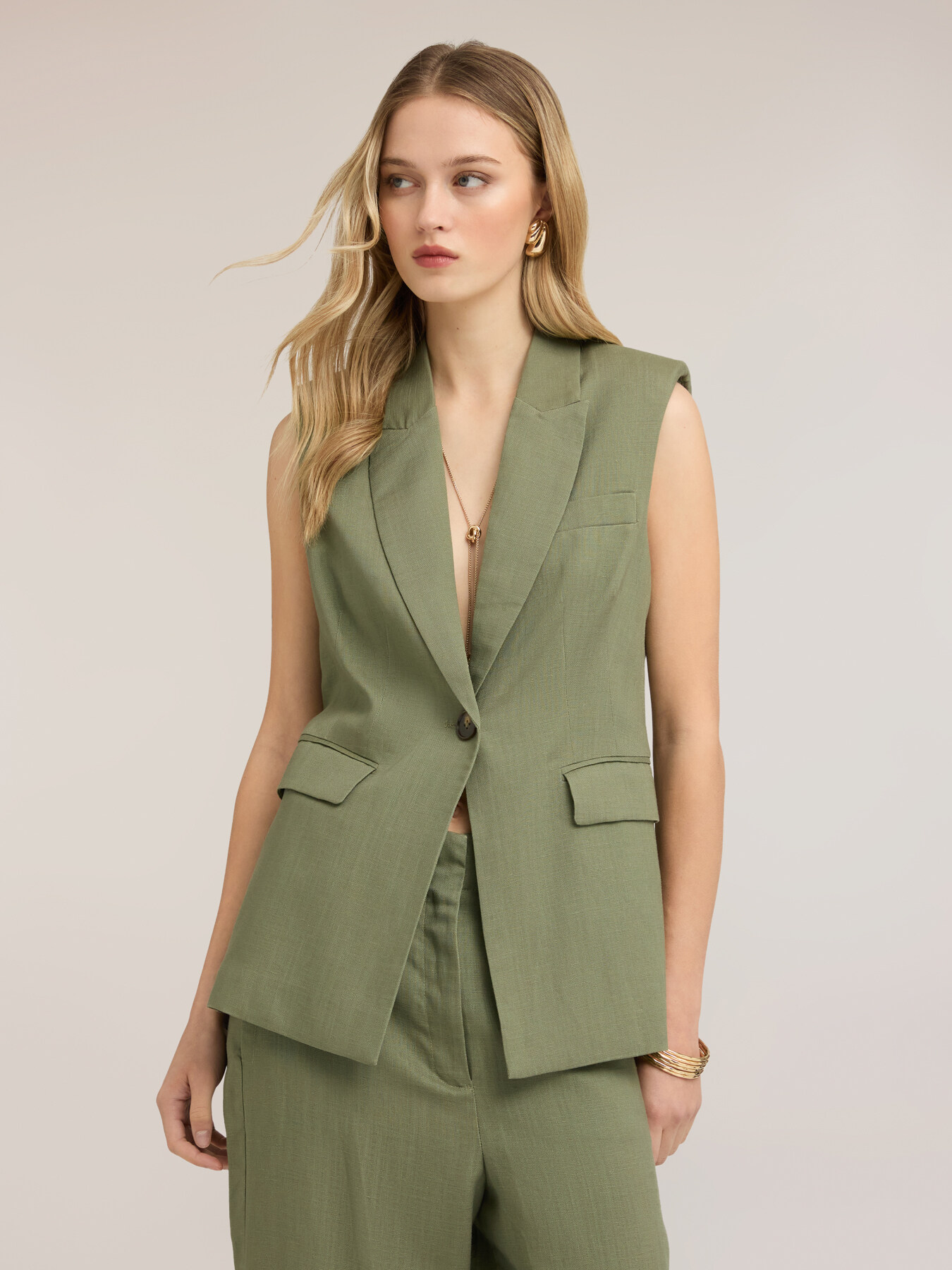 Gilet sartoriale in misto lino image number 0
