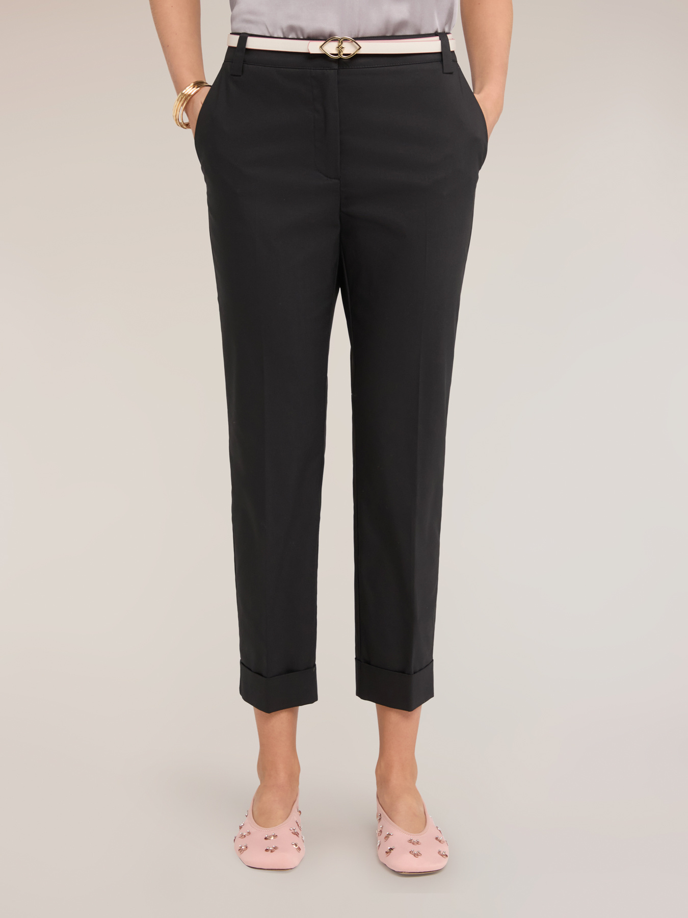 Pantaloni cropped in misto cotone image number 2