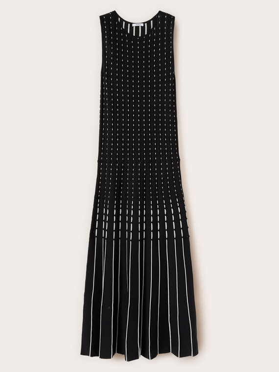Vestito lungo pliss&eacute; in maglia