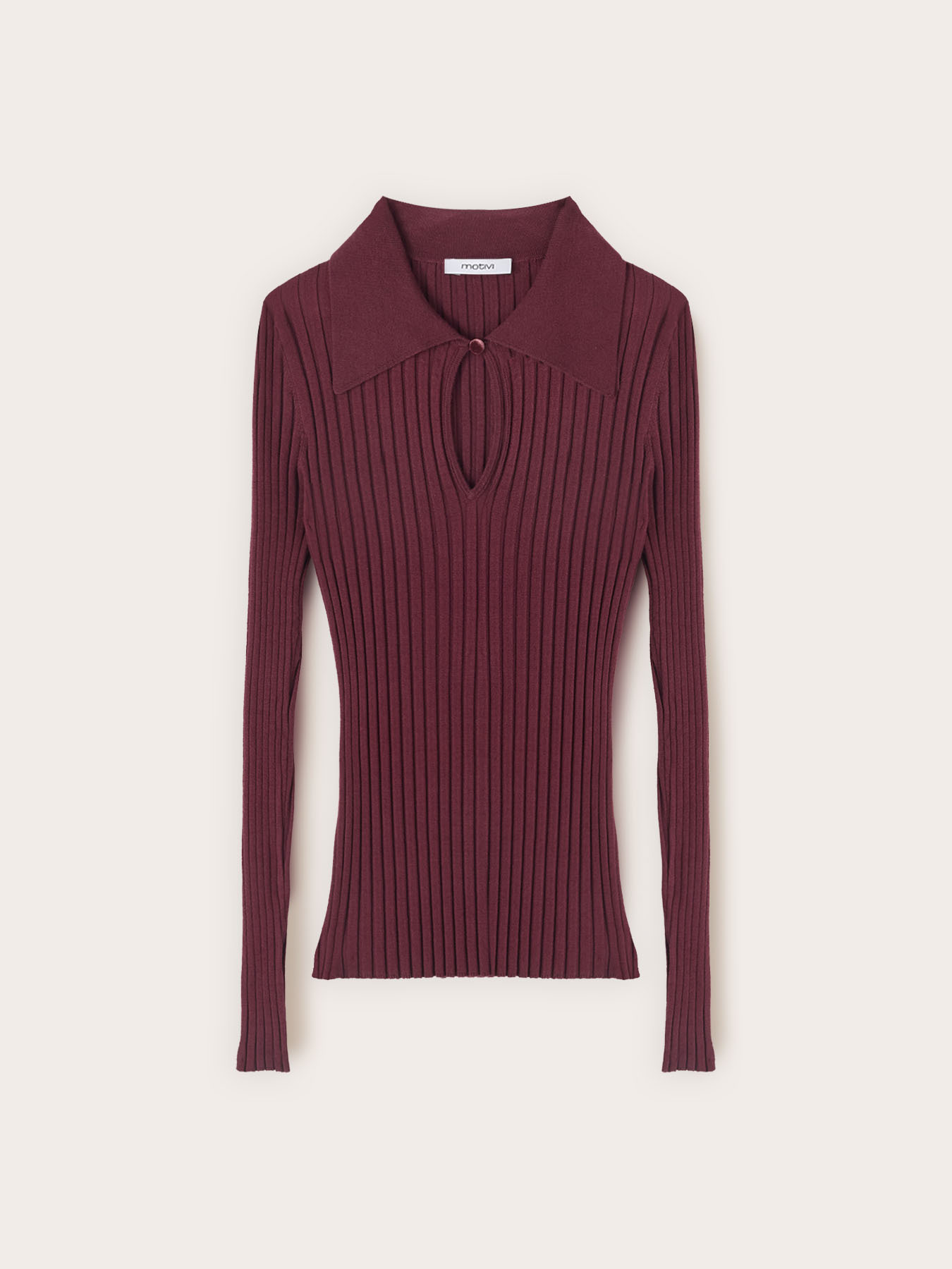 Maglia polo a coste in viscosa con cut-out image number 4