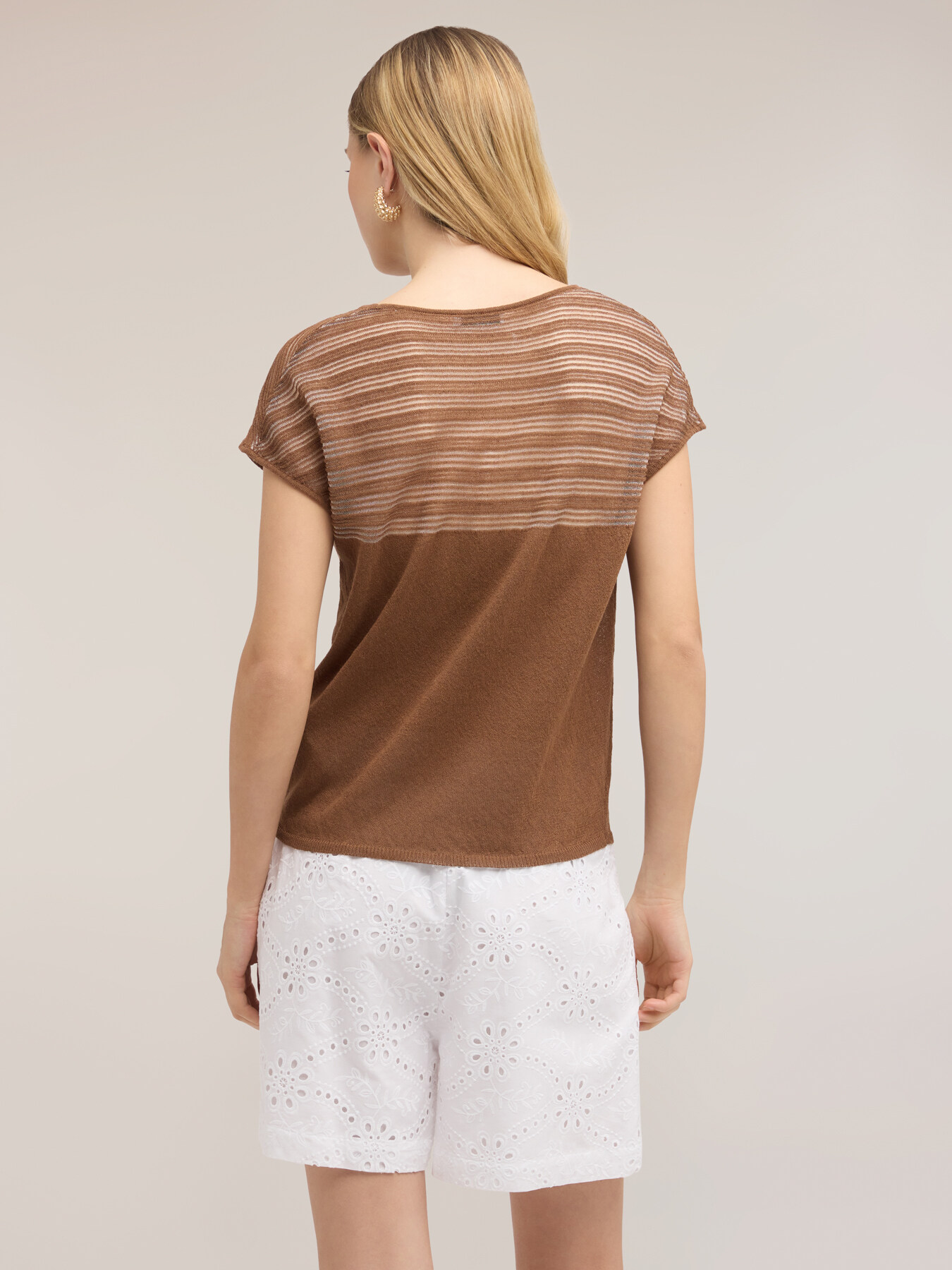 Maglia a righe in misto lino image number 1