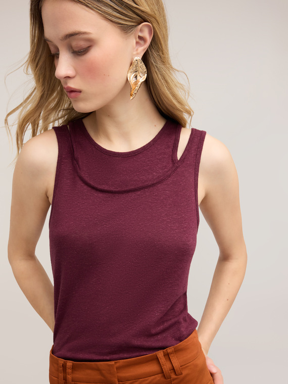 Top in misto lino con cut-out sulle spalle