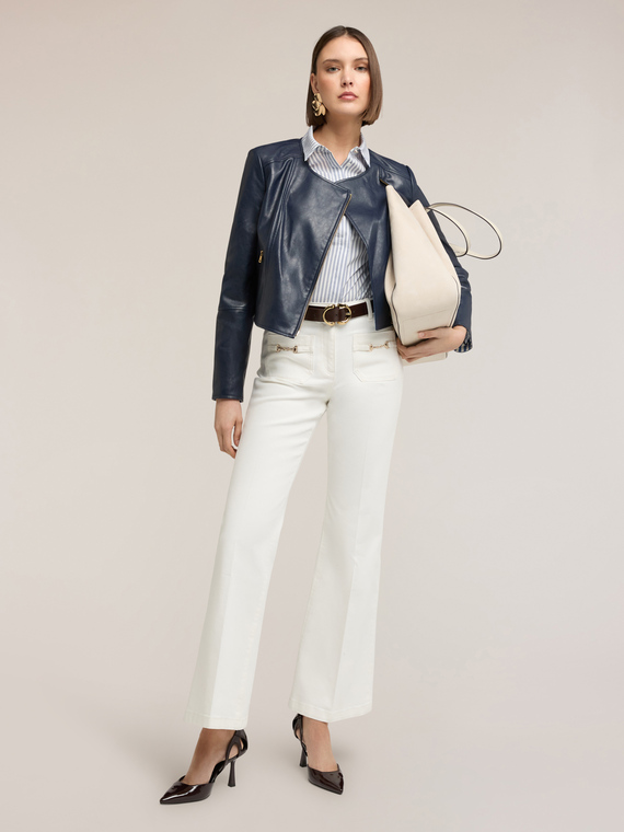 Pantaloni flare in drill di cotone