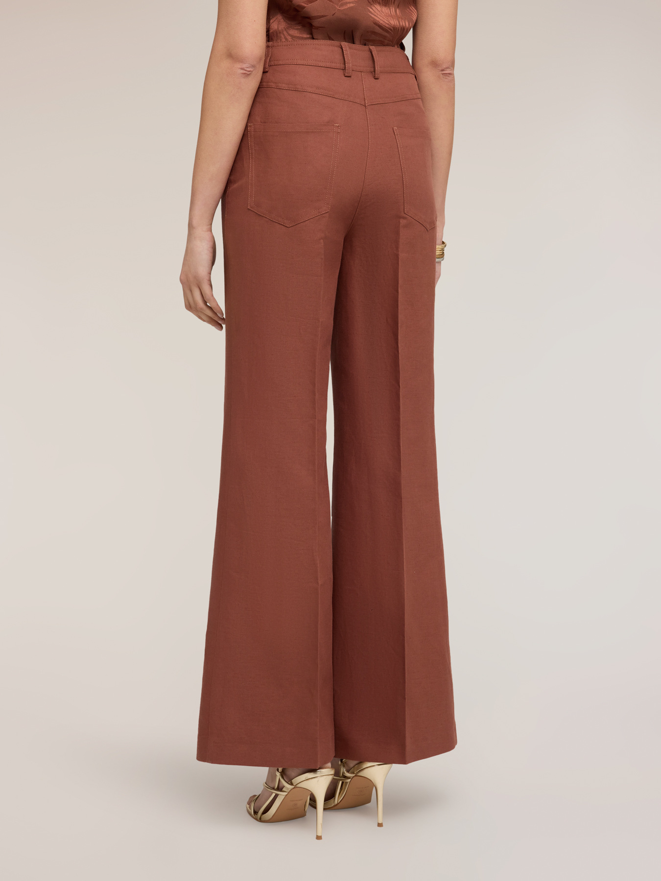 Pantaloni flare in misto lino image number 1