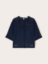 Blusa in georgette con ricami ajour&eacute; image number 4