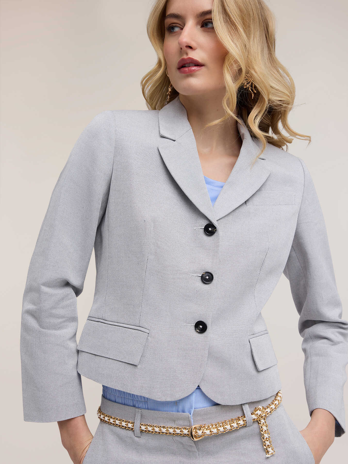 Blazer slim in tessuto misto rami&eacute; image number 3