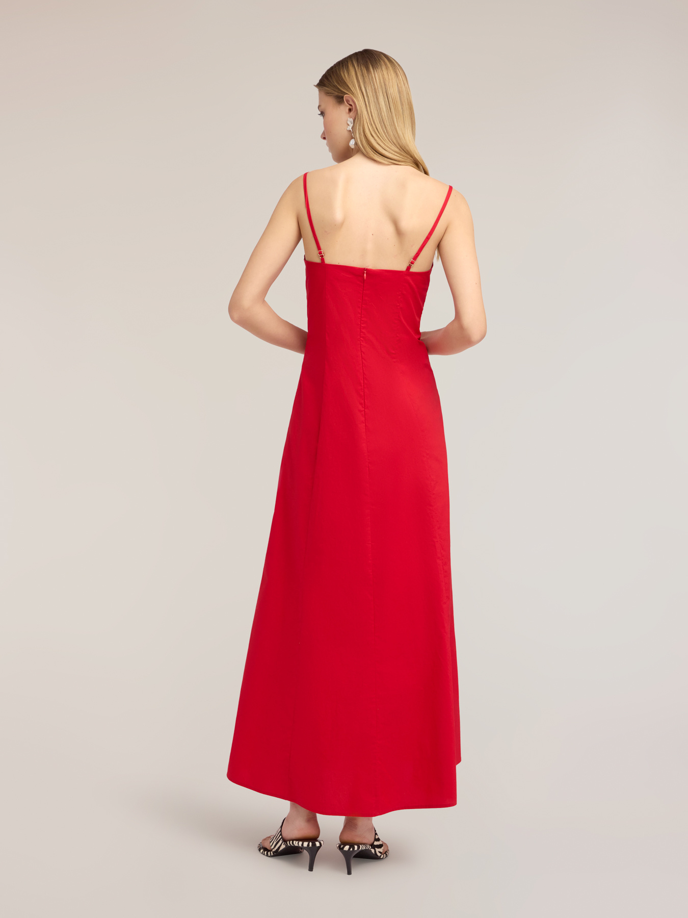 Vestito lungo a linea A in popeline con bustier image number 1