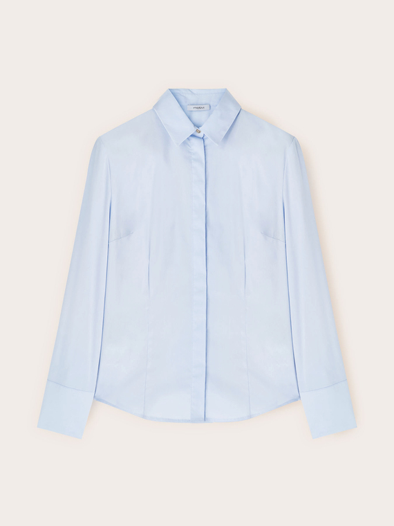 Camicia in popeline con bottoni nascosti