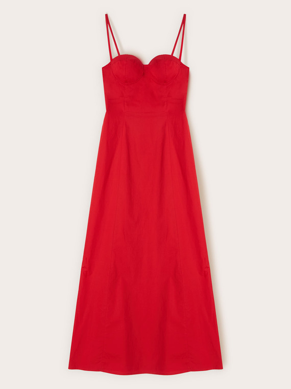 Vestito lungo a linea A in popeline con bustier