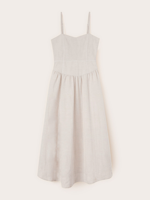 Vestito flare lungo in misto lino