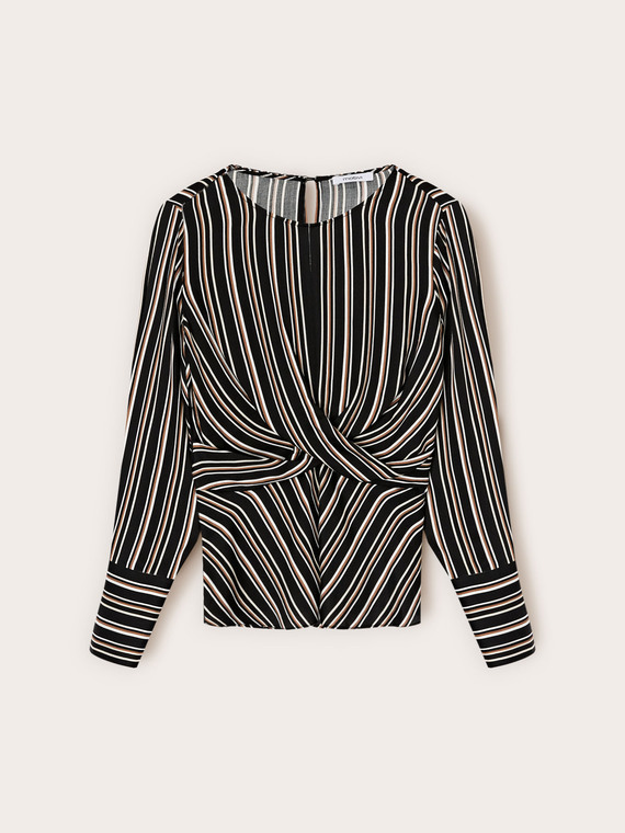 Blusa a righe con incrocio