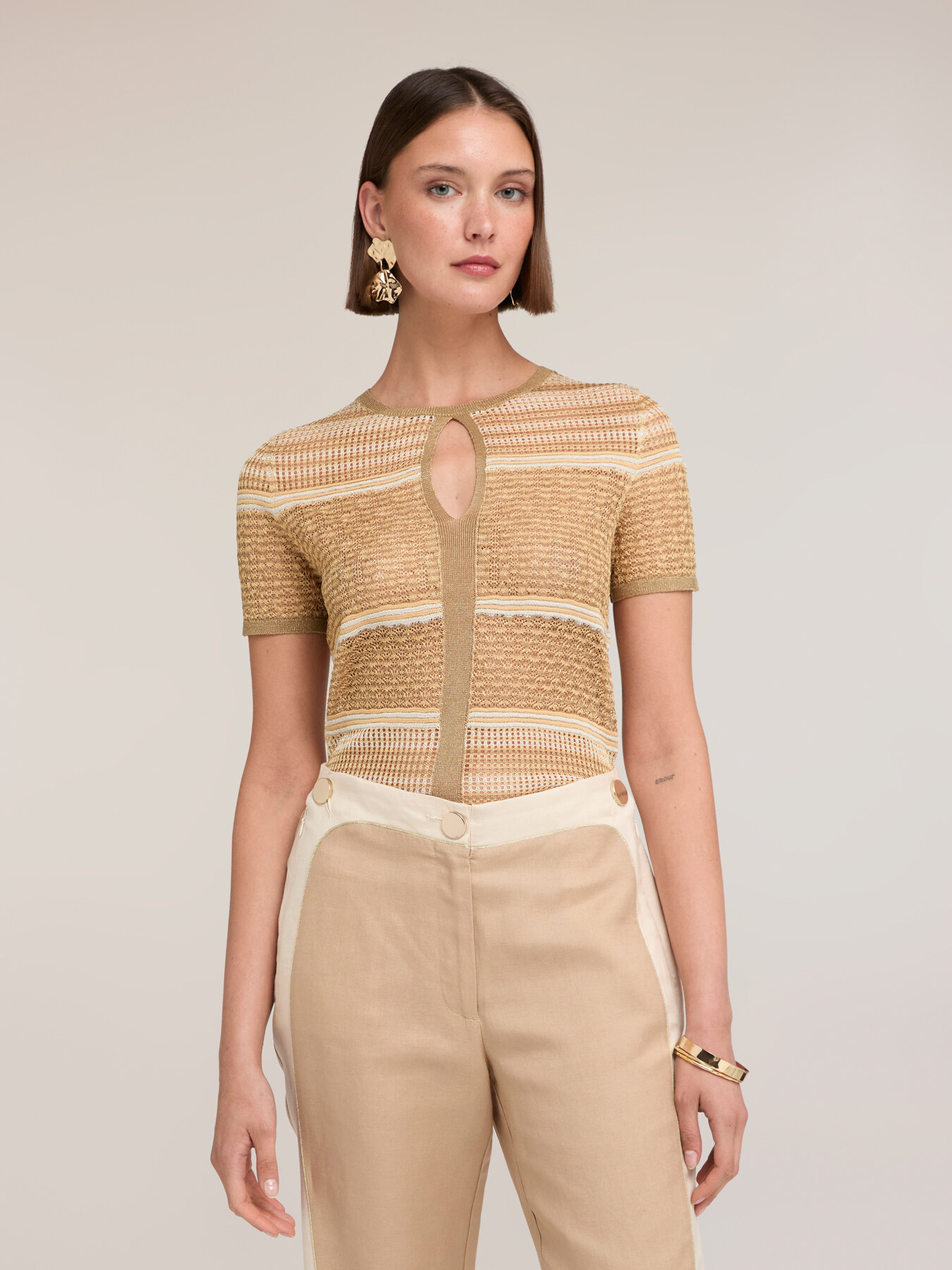 Maglia a righe misto lurex image number 0